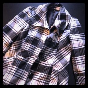 Plaid pea coat - great condition